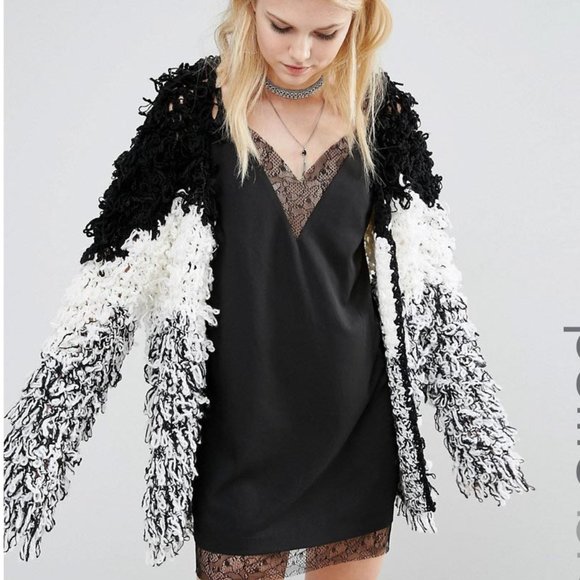 πSTUNNINGπ Bogo Chic Shaggy Colorblock Loop Knit Knit Cardigan - Picture 4 of 11